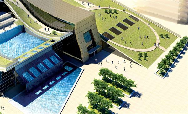 نمایی از آبشار و بام سبز بی نظیر پروژه مگاپارس